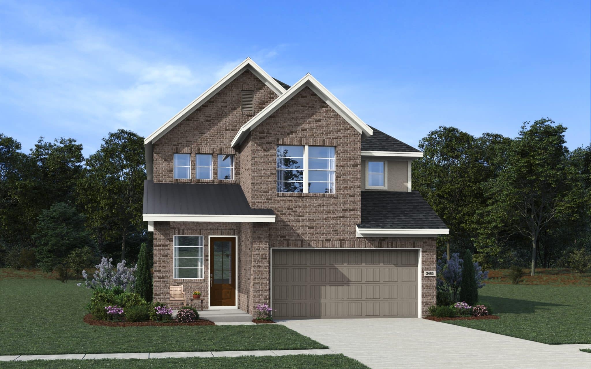 The Dublin floorplan - Elevation A Stucco and Brick