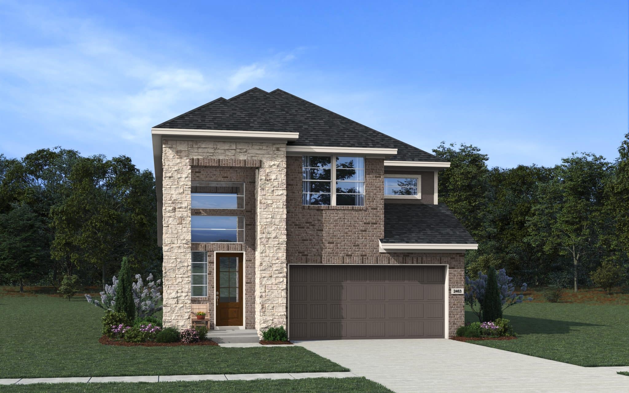 Dublin floorplan Elevation B Brick with Stone