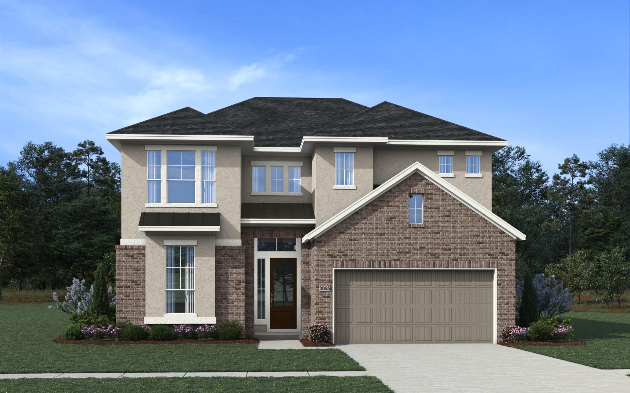 Acadia Elevation A Stucco with Brick