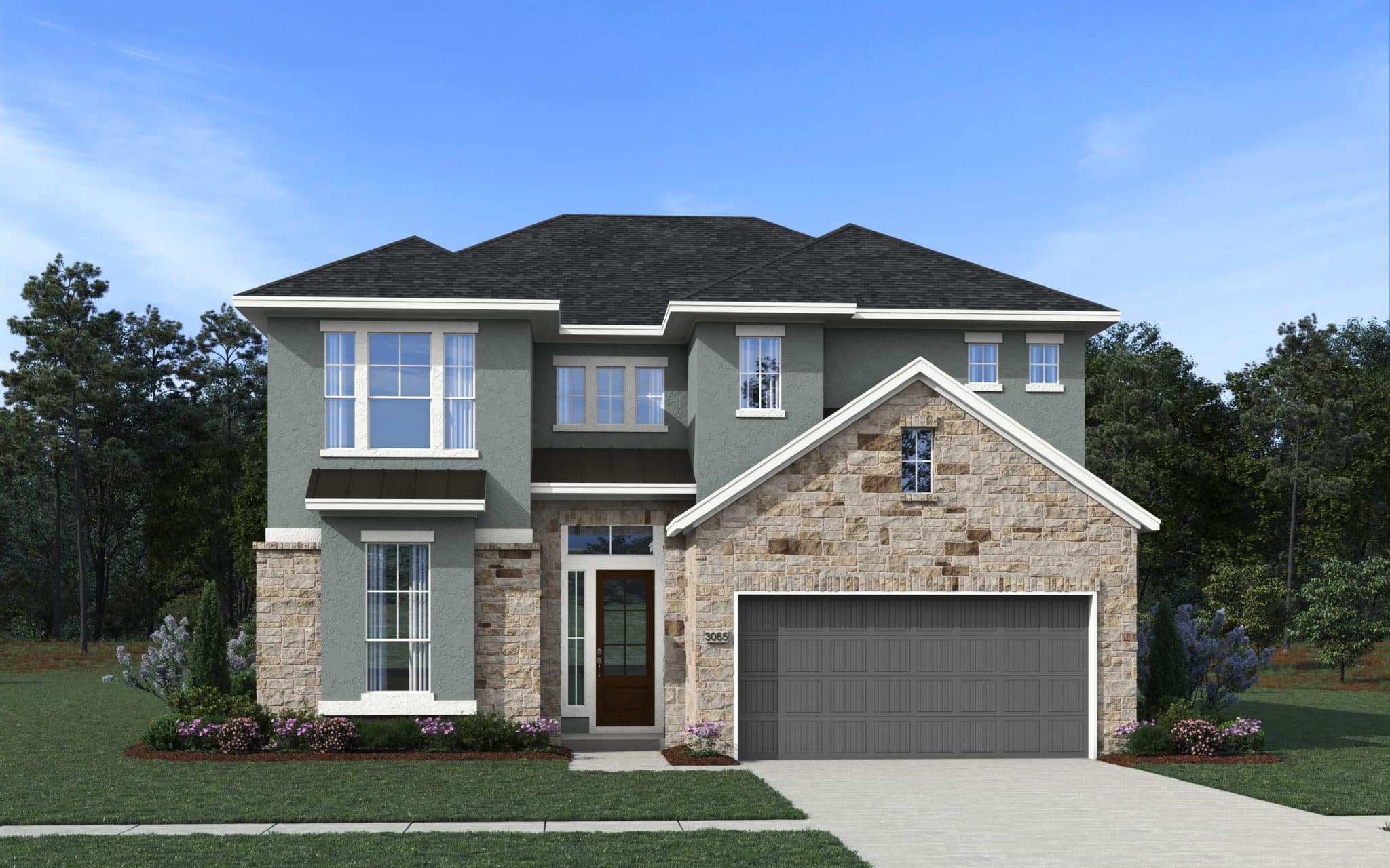 Acadia Elevation A Stucco with Stone