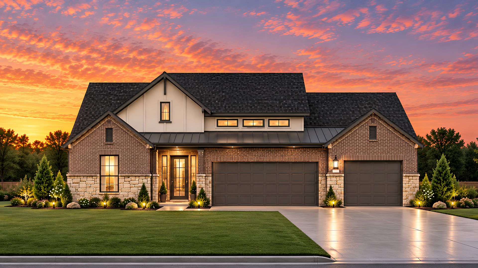 Bluff Elevation C Brick and Stone with Stucco of the Sydney floor plan