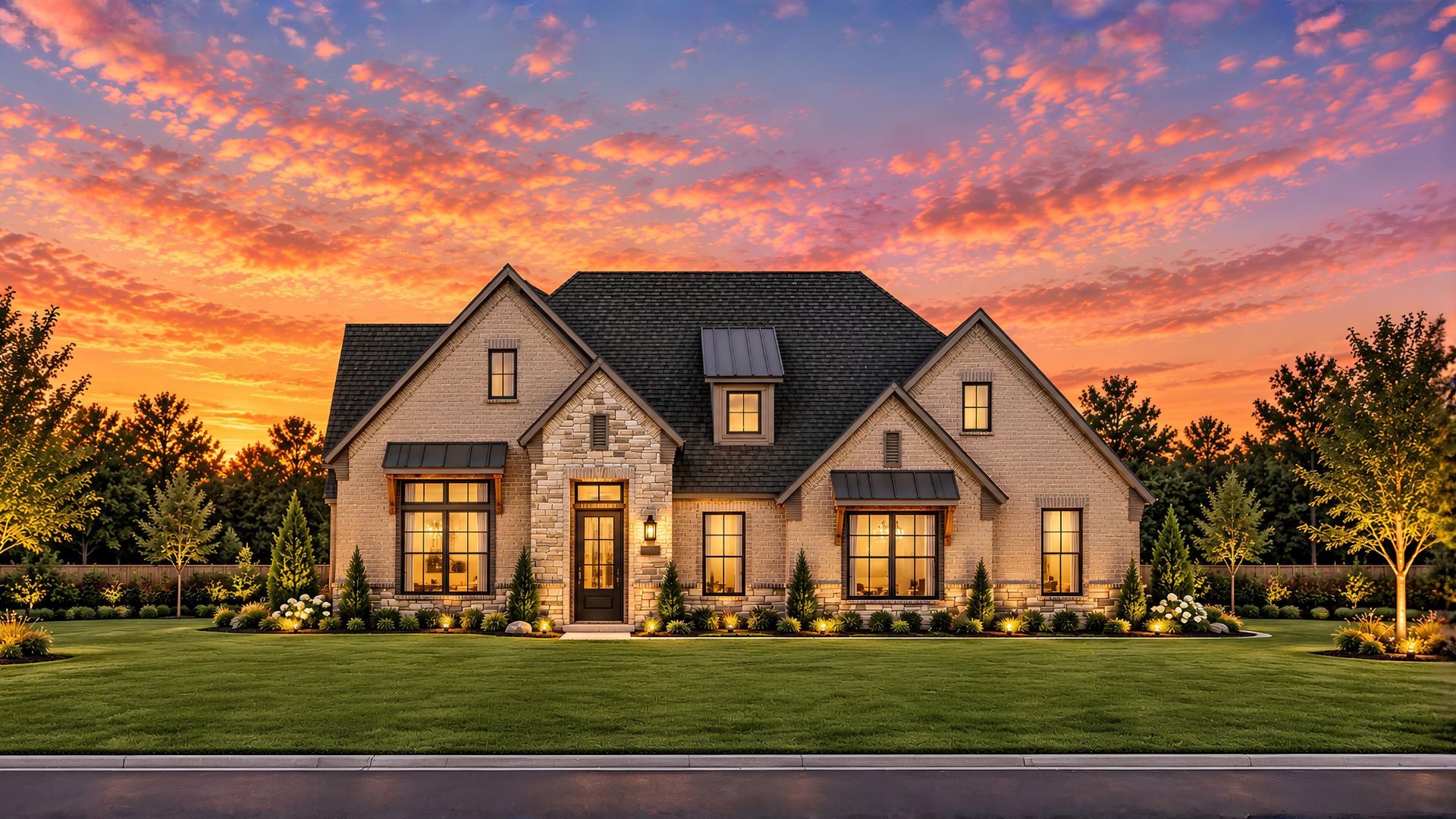 Bluff Elevation B Stone with Brick of the Sicily floor plan