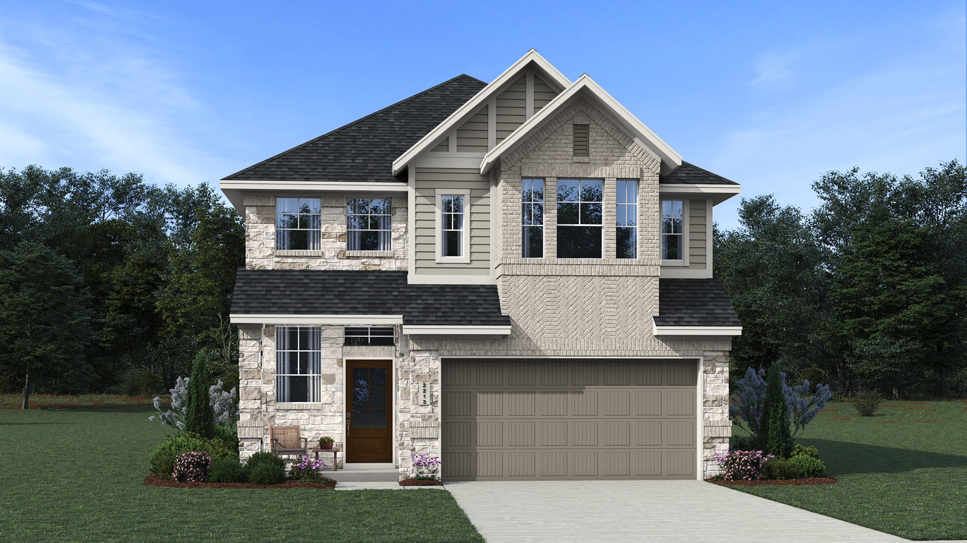 BrickStone Elevation A of the Sage floor plan
