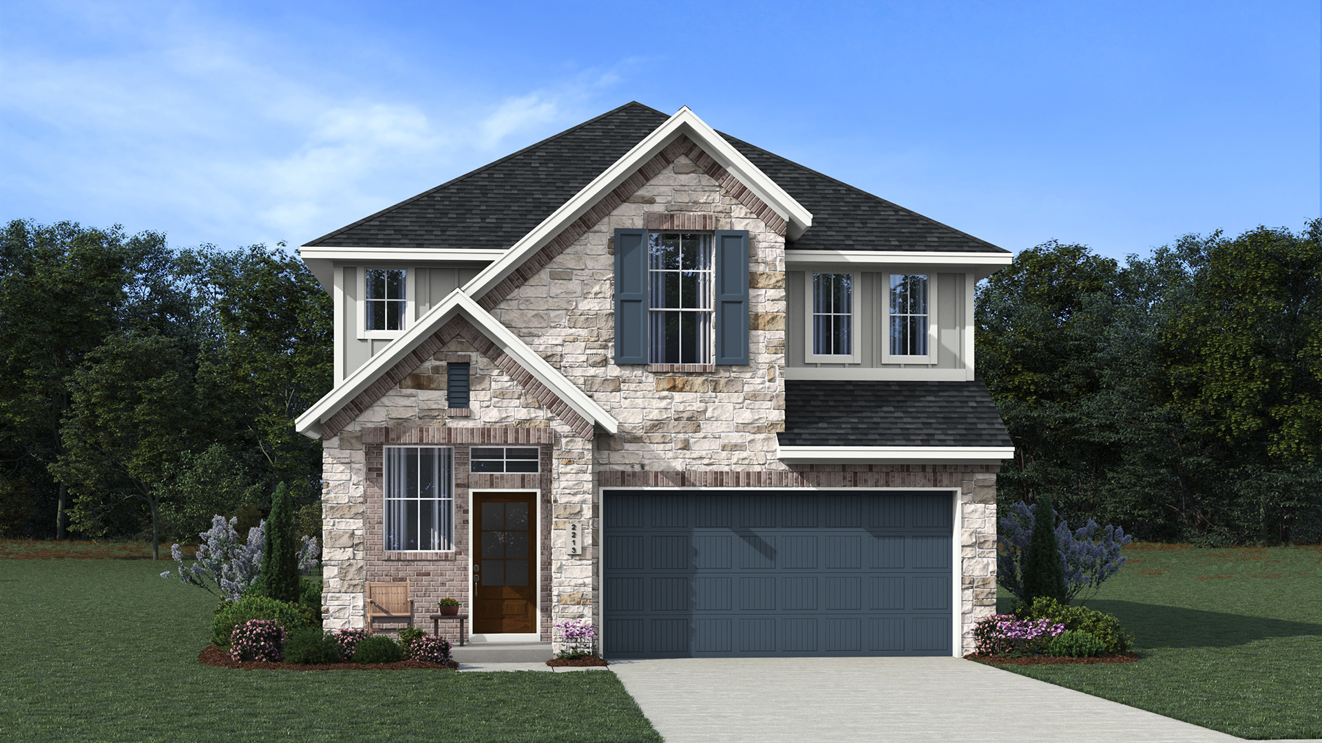 Stone Elevation B of the Sage floor plan