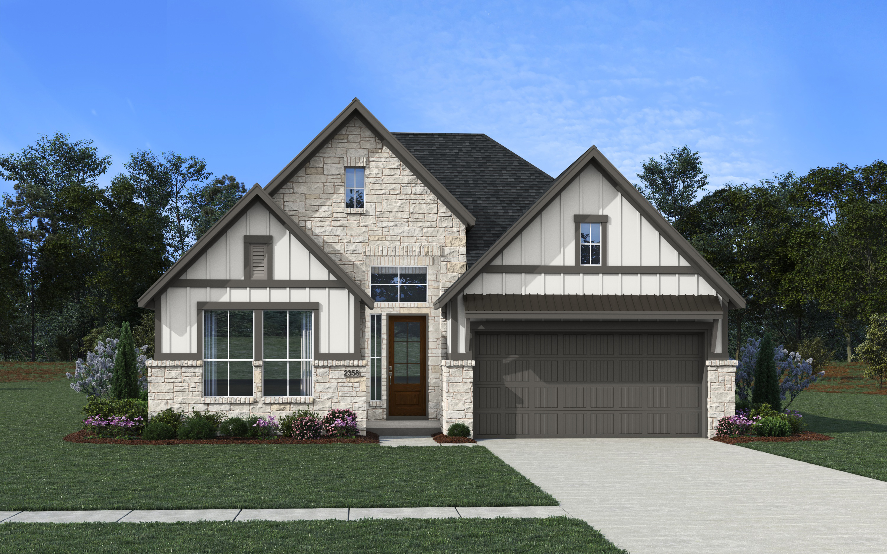 Elevation A of the MariahB&BwithStone floor plan