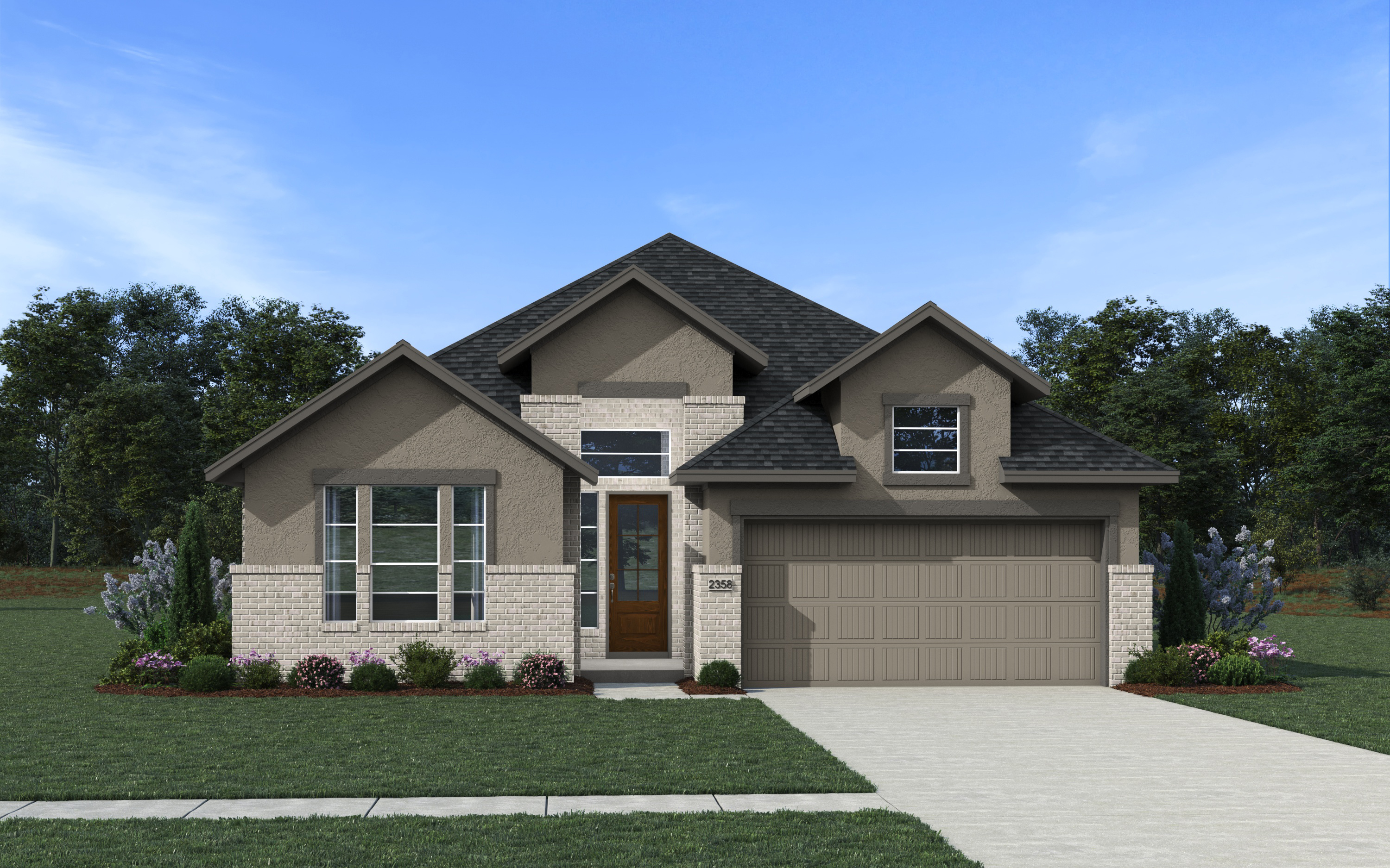Elevation B of the MariahStuccoBrick floor plan