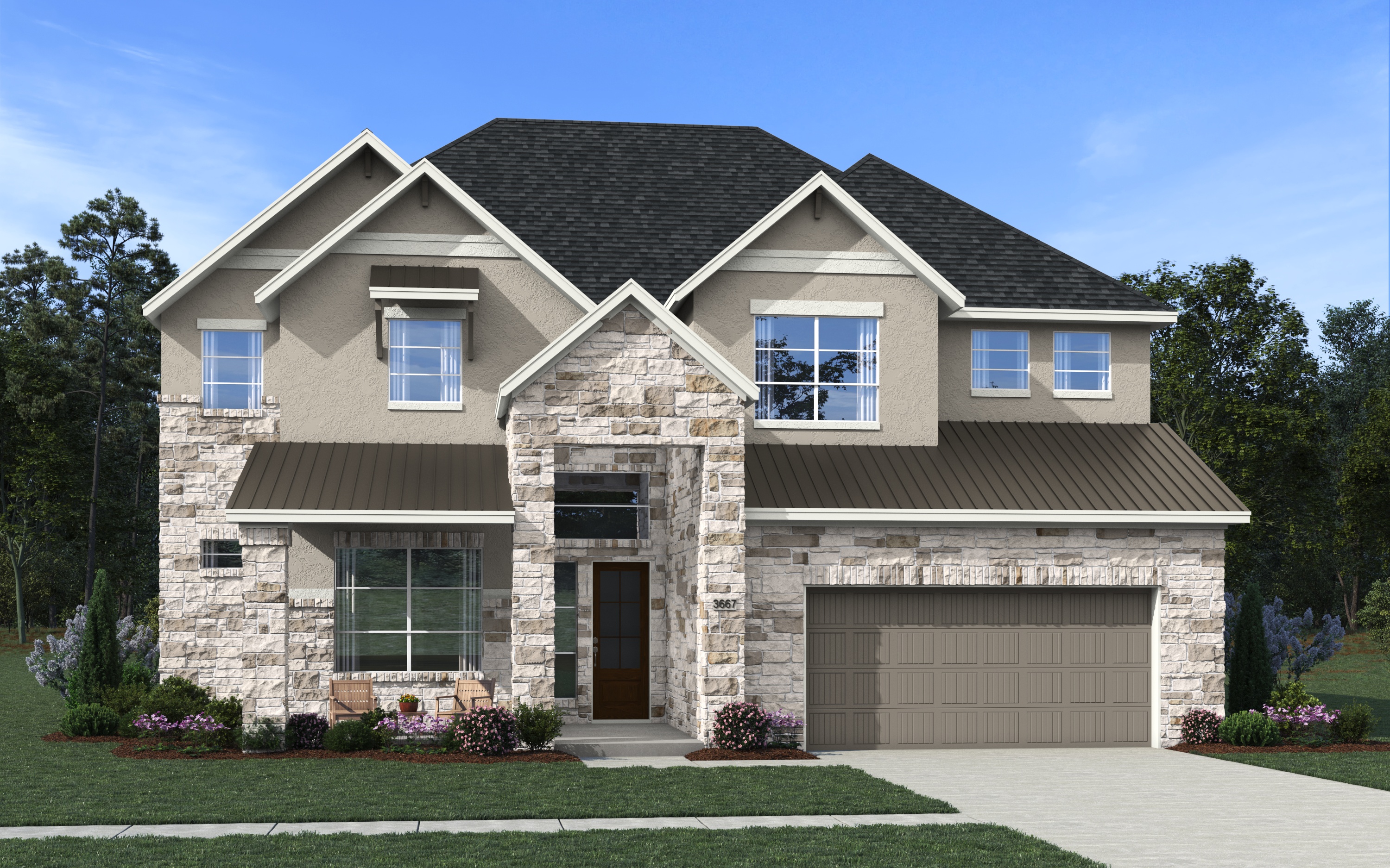 Elevation B of the WaterlooStuccoStone floor plan