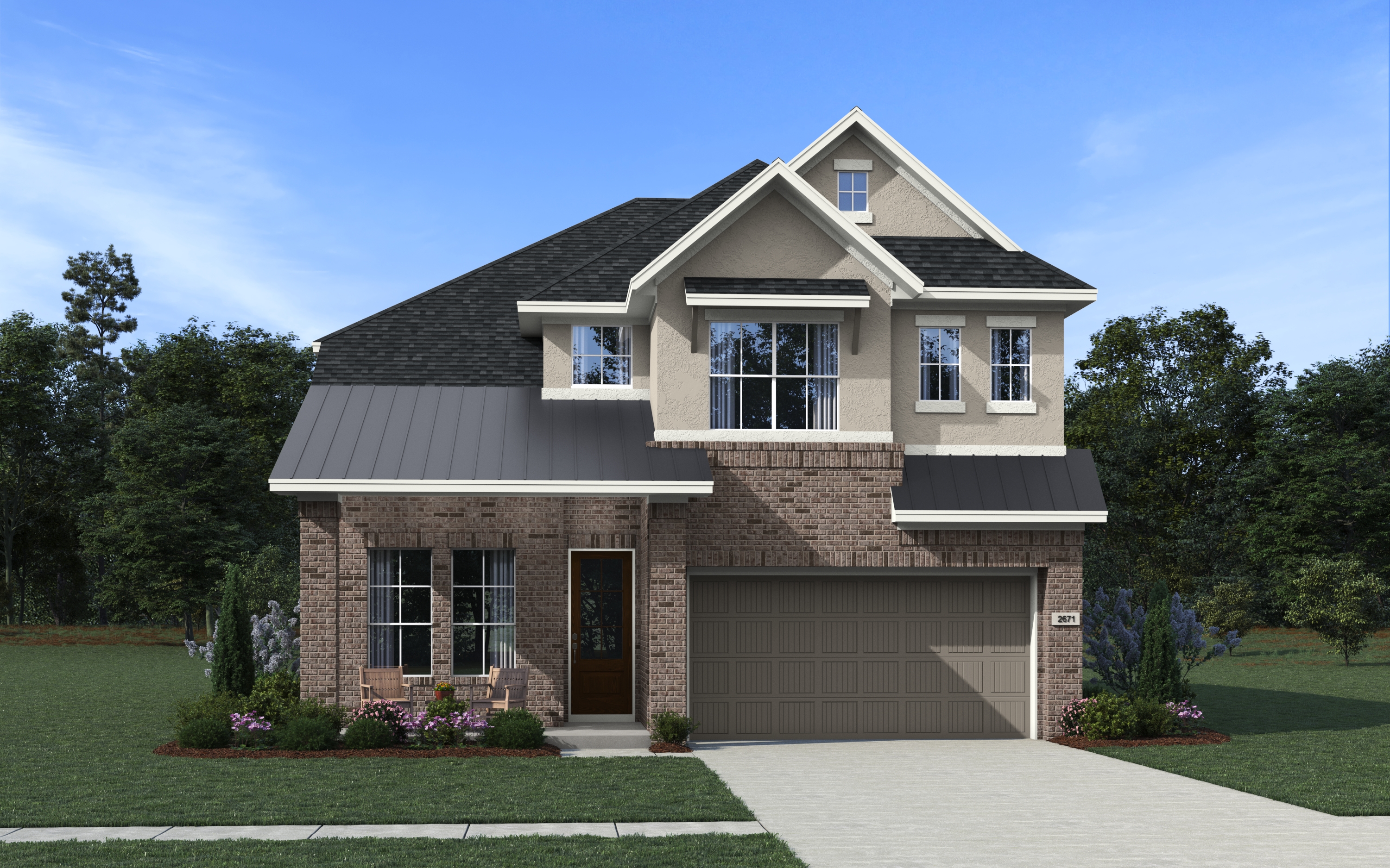 Elevation B of the Laramie floor plan