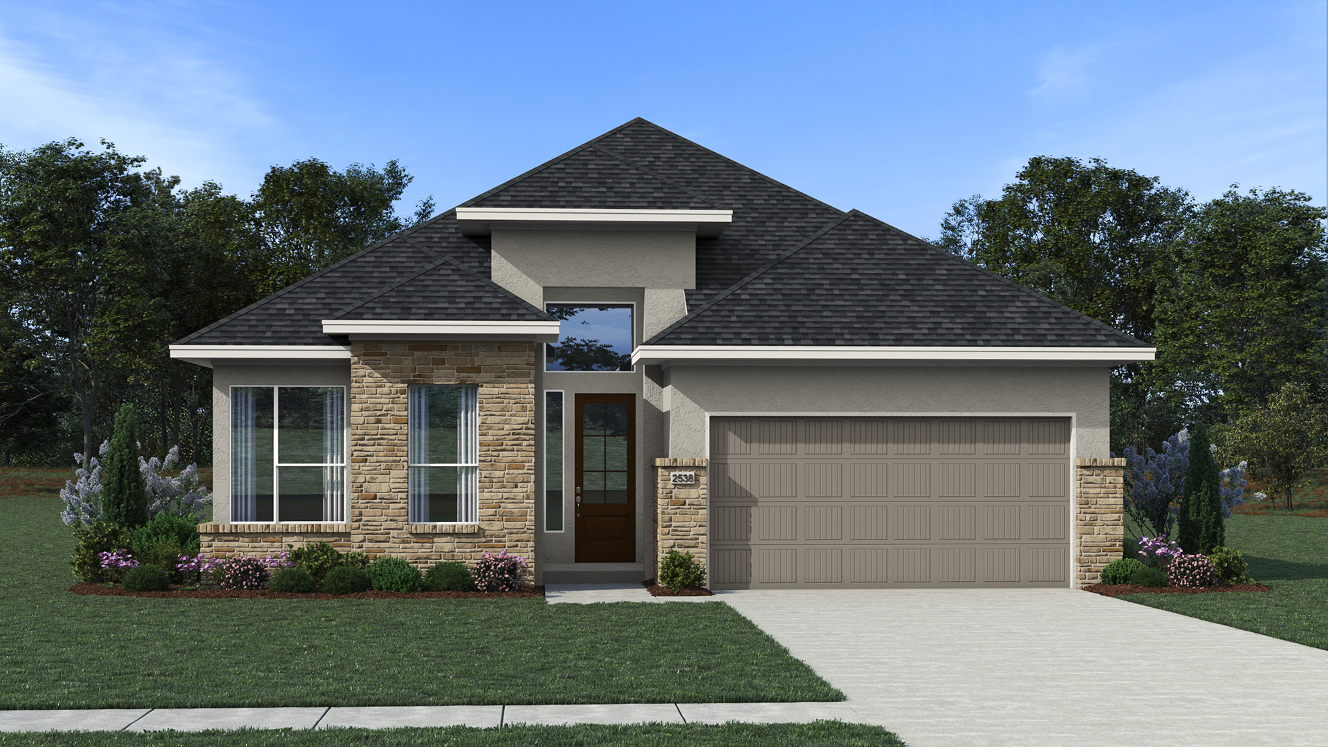 Elevation B of the Lauren floor plan