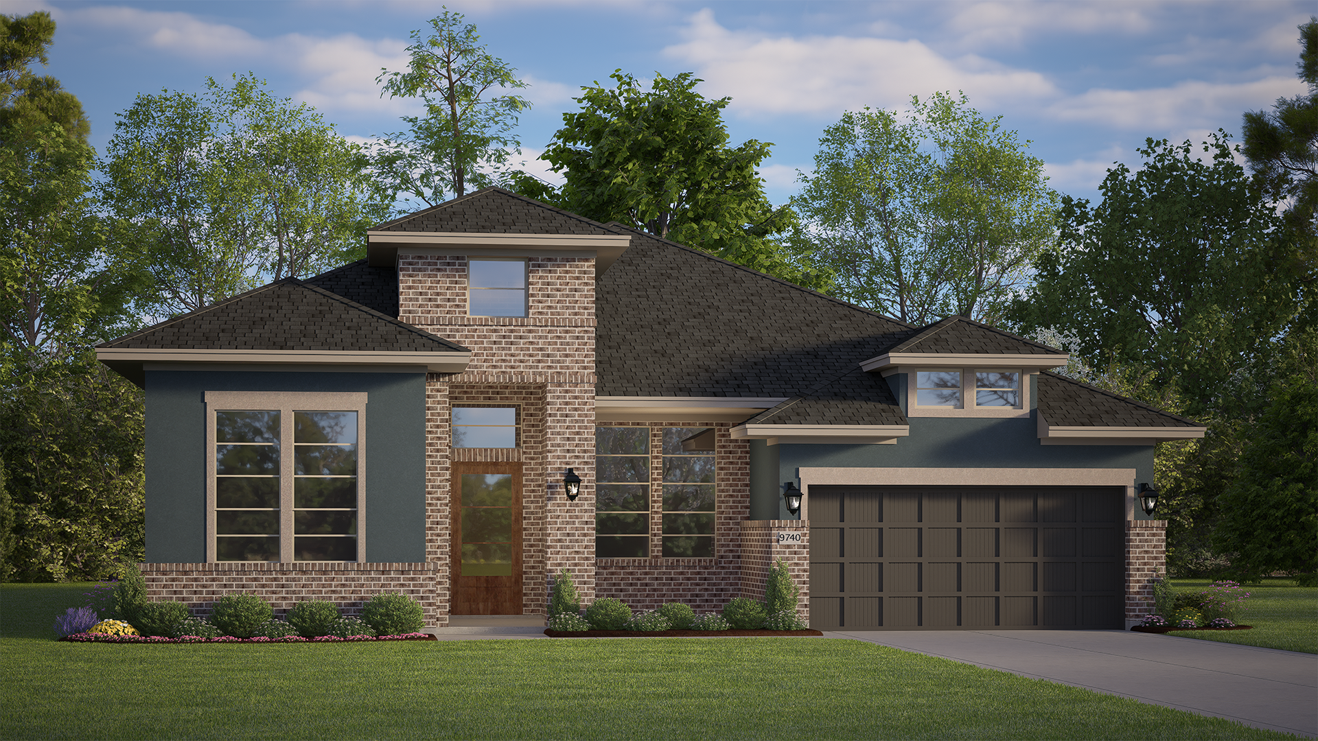 Elevation S Brick of the Malibu floor plan