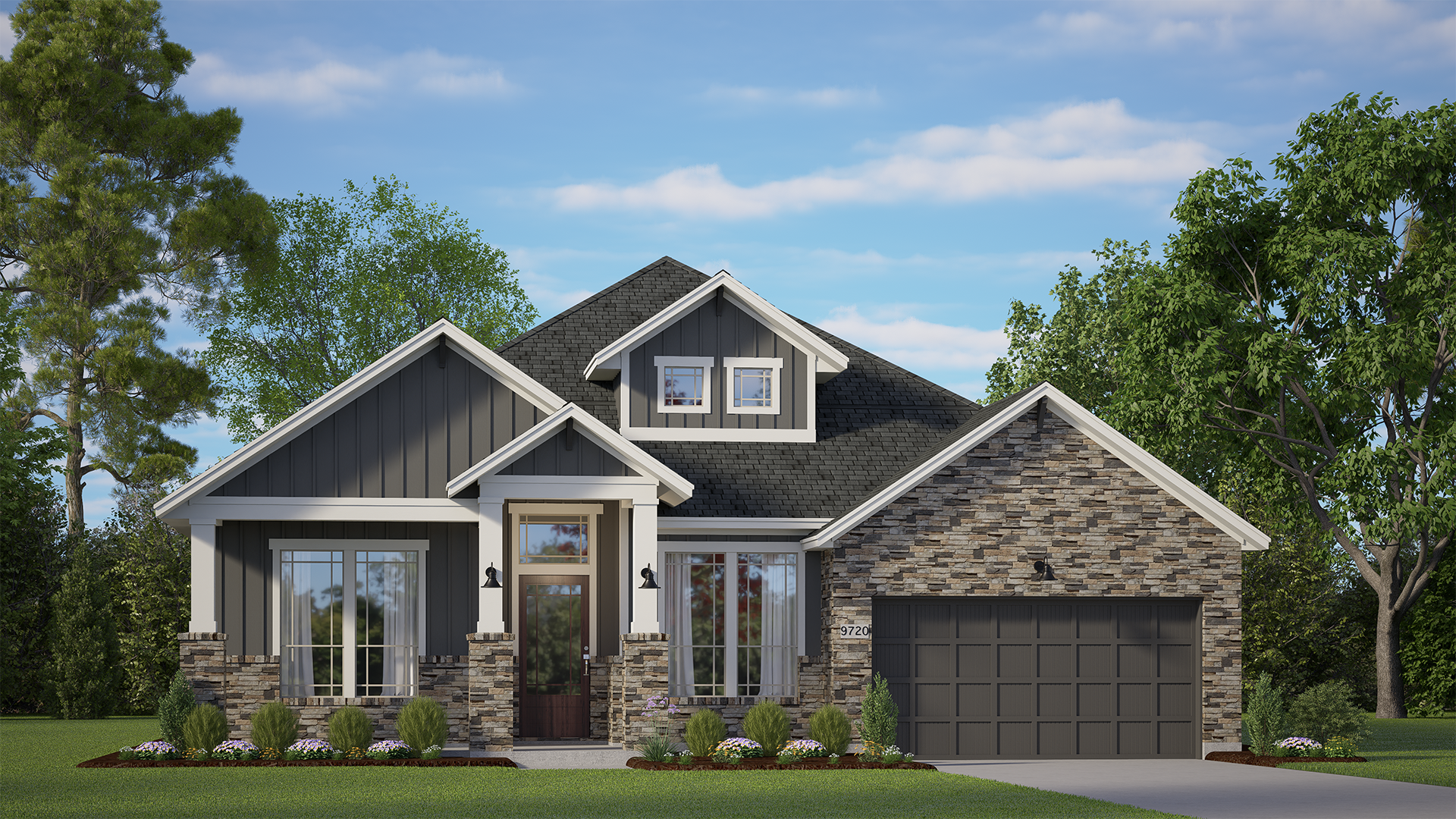 Elevation F (Stone) of the Brentwood floor plan
