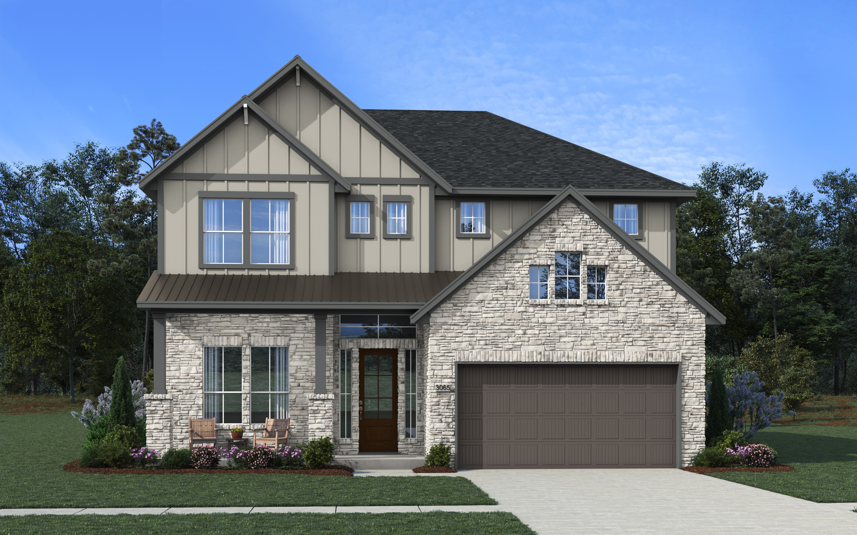 Elevation C of the Acadia floor plan