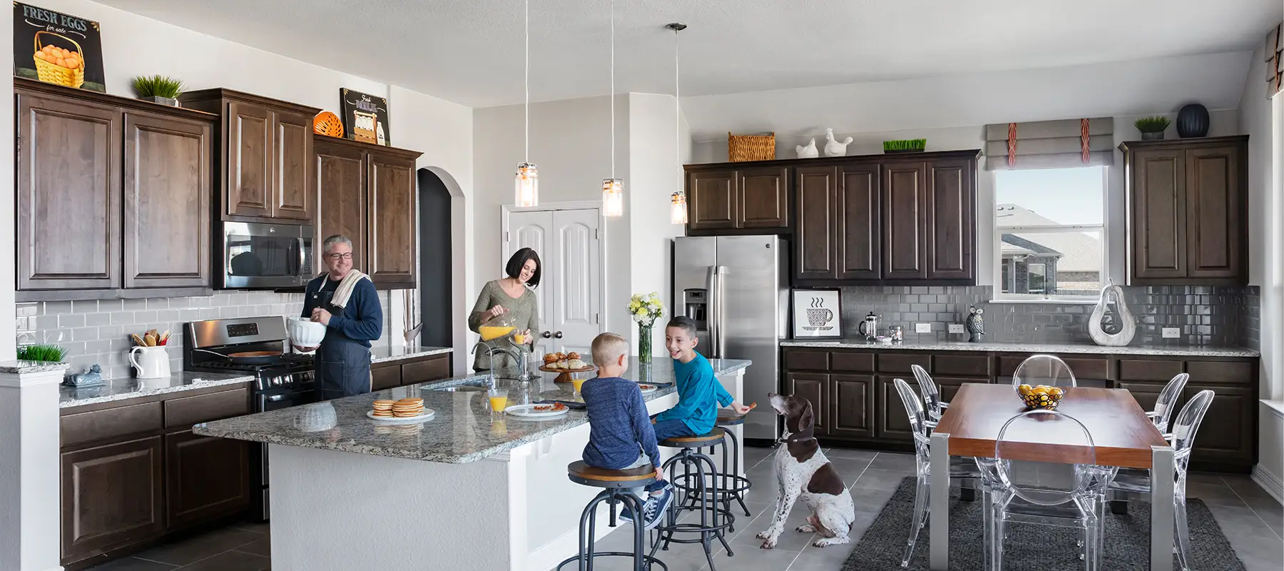 Family in kitchen